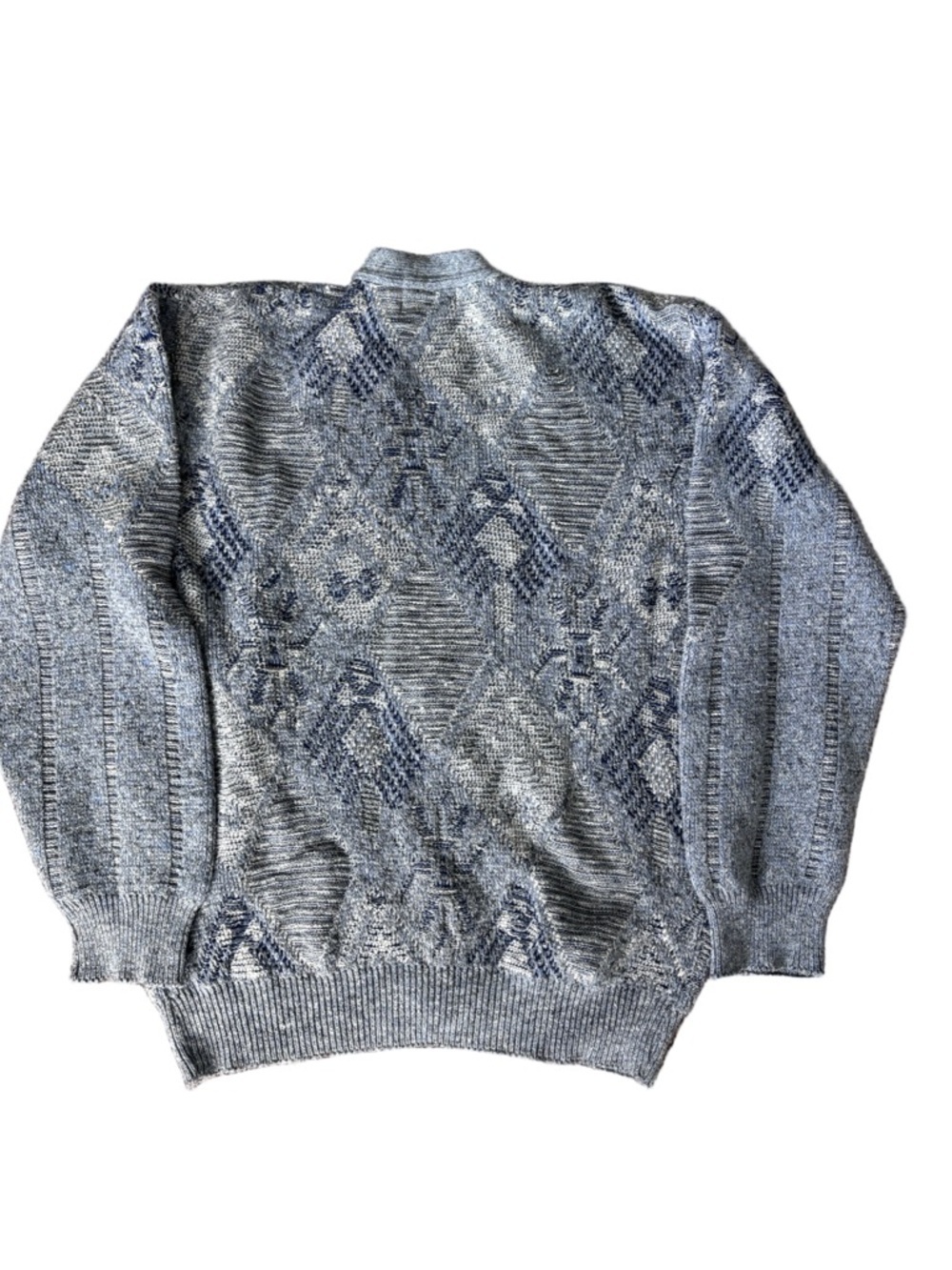 Vintage Textured Grandpa Knit knit – geometric gray – large - Picture 4 of 4